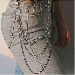Punk Pants Chain Layered Jeans Chain Gold Trousers Chain Wallet Pocket Chain Layered Wallet Chain Hip Hop Pants Chain Jewelry for Women and Men