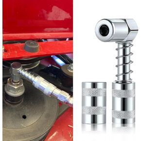 1 PC Automotive 90 Degree Grease Coupler, 1/8 NPT Grease Mouth Adapter with Sleeve, 3 Jaw Non-slip Coupler Grease Gun Accessories for Tight Spaces, Universal for Cars Lubrication Tool (Silver)