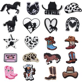 20PCS Cute Horse Cow Croc Charms for Girls Western Country Animals Shoe Charm for Croc Pins Accessories Party Favors Gift in Saudi Arabia