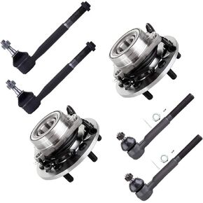 SCITOO 6pcs Wheel Hub Assembly Suspension Kit - Fit for Chevy Tahoe for Chevrolet K1500 K2500 for GMC Yukon K1500 Suburban K2500 for Cadillac Escalade Inner & Outer Tie Rod Wheel Hub Bearing - 515024