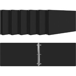 6 Pieces 11" x 17" 3 Ring Black Binder Round Ring Binders, 11 x 17 Binder 3 Ring, Binder Folder 3 Ring Folder for Pressboard Presentation, Reports, Proposals, Documents (0.5 Inch)