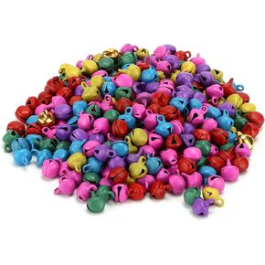 300pcs Jingle Bells for Crafts, Christmas Jingle Bells Assortment Kit Mini Tiny Iron Jingle Bells with Hole for Craft Jewelry Festival Birthday Decoration Gift (Gold)