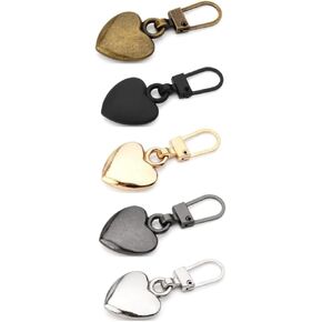 5Pcs Multicolor Heart Shaped Zipper Pull Replacement Metal Zipper Backpack Zippers Mend Fixer Repair for Coats Jackets Pants Luggage,Fasteners, Replacement Zipper Pull， Sewing Notions and Supplies