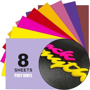 Puff Vinyl Heat Transfer, 12Pcs 12"X10" 3D Puff Heat Transfer Vinyl Sheets, for Heat Press T Shirts DIY Outfits, HTV Puff Vinyl in Light Colours Multi-Colour Mix, Bohemian Design Preferences