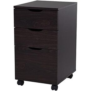HOMCOM 3 درج خزانة الملفات المتنقلة، حامل الطابعة المتداول، خزانة الملفات العمودية، الحبوب الخشبية البنية in Kuwait