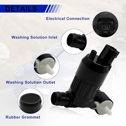 مضخة غسيل الزجاج الأمامي 12 فولت مع حلقة مطاطية لسيارة Ford Explorer 2011-2018 Edge 2007-2012 Fiesta 2011-2012 Flex 2009 2013 Mondeo V Turnier 2007-2012 BA8Z17664A in Kuwait