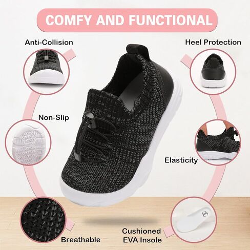 Scurtain Toddler Shoes Boys Girls Tennis Shoes Kids Barefoot Shoes Slip on Sneakers Breathable Walking Running Shoes in Saudi Arabia