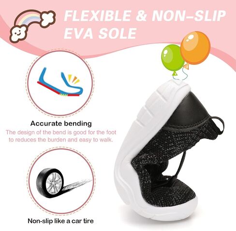 Scurtain Toddler Shoes Boys Girls Tennis Shoes Kids Barefoot Shoes Slip on Sneakers Breathable Walking Running Shoes in Saudi Arabia
