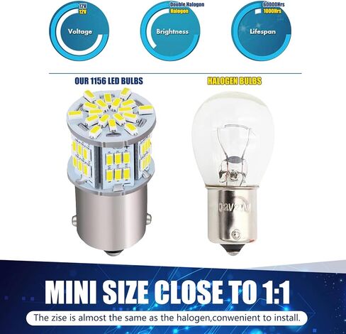 2 قطعة 1157 مصباح فرامل LED للسيارة، 3014 54SMD اتصال مزدوج واحد 360 درجة بدون إضاءة ميتة مع عدم وجود لمبة بقع عمياء، ملحقات إضاءة التوصيل والتشغيل، للسيارات والدراجات النارية (أبيض) in Kuwait