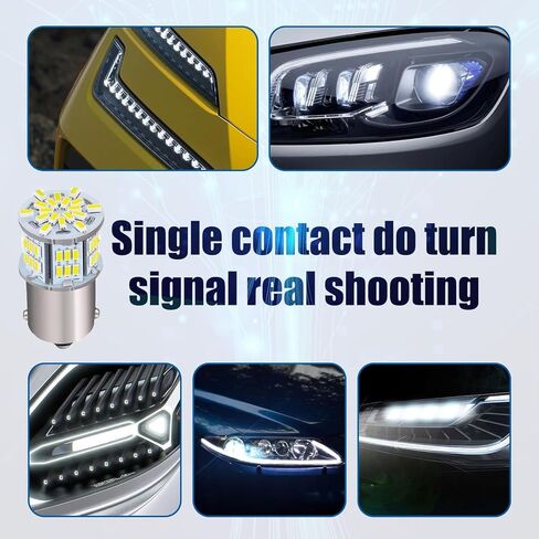 2 قطعة 1157 مصباح فرامل LED للسيارة، 3014 54SMD اتصال مزدوج واحد 360 درجة بدون إضاءة ميتة مع عدم وجود لمبة بقع عمياء، ملحقات إضاءة التوصيل والتشغيل، للسيارات والدراجات النارية (أبيض) in Kuwait