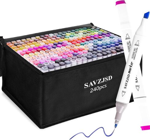 240 Colors Premium Alcohol Markers, [2024 Upgraded] Dual Tips Markers for Kids and Adults, Art Markers Set in Coloring, Painting(Fine & Broad) in Saudi Arabia