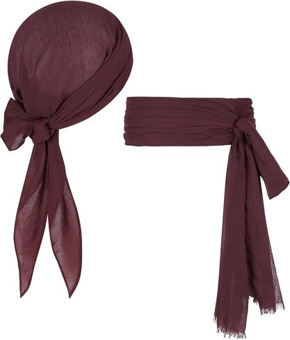 Zando Unisex Halloween Pirate Accessories Women Men Pirate Hat Bandana Head Scarf Headband Pirate Sash Waist Belt for Cosplay in Saudi Arabia