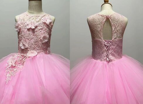 High Low Flower Girl Dresses Appliques Tulle Communion Party Princess Wedding Pageant Ball Gown Dress in Saudi Arabia