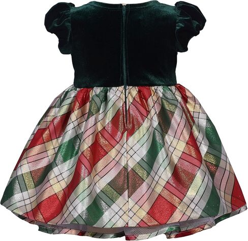 Bonnie Jean Girl's Christmas Dress - Green Holiday Plaid Dress for Baby, Toddler and Little Girls in Kuwait