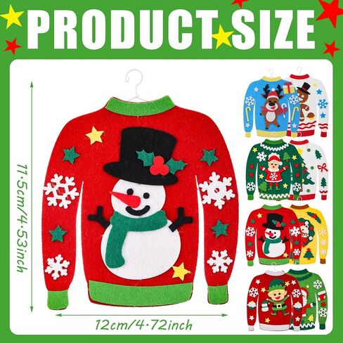 Jetec 16 Set Ugly Sweaters Kit DIY Christmas Sweater Ornament Craft Kit Sewing Christmas Crafts Ugly Sweater Felt Kit Ugly Sweater Tree Ornament for Adults Christmas Party Handcraft, 8 Styles in Saudi Arabia