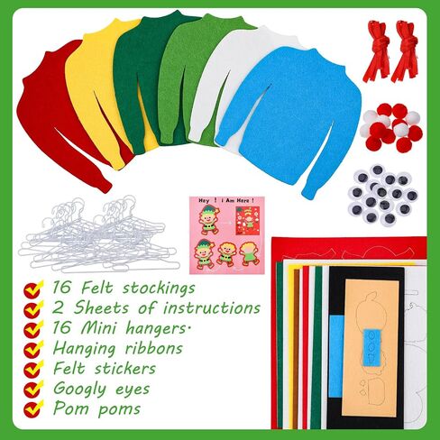 Jetec 16 Set Ugly Sweaters Kit DIY Christmas Sweater Ornament Craft Kit Sewing Christmas Crafts Ugly Sweater Felt Kit Ugly Sweater Tree Ornament for Adults Christmas Party Handcraft, 8 Styles in Saudi Arabia
