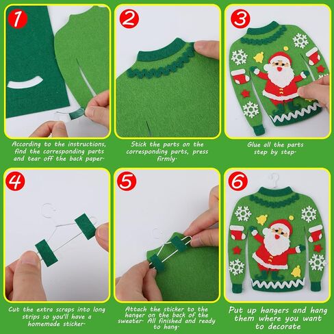 Jetec 16 Set Ugly Sweaters Kit DIY Christmas Sweater Ornament Craft Kit Sewing Christmas Crafts Ugly Sweater Felt Kit Ugly Sweater Tree Ornament for Adults Christmas Party Handcraft, 8 Styles in Saudi Arabia