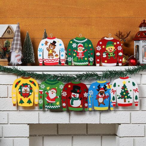 Jetec 16 Set Ugly Sweaters Kit DIY Christmas Sweater Ornament Craft Kit Sewing Christmas Crafts Ugly Sweater Felt Kit Ugly Sweater Tree Ornament for Adults Christmas Party Handcraft, 8 Styles in Saudi Arabia