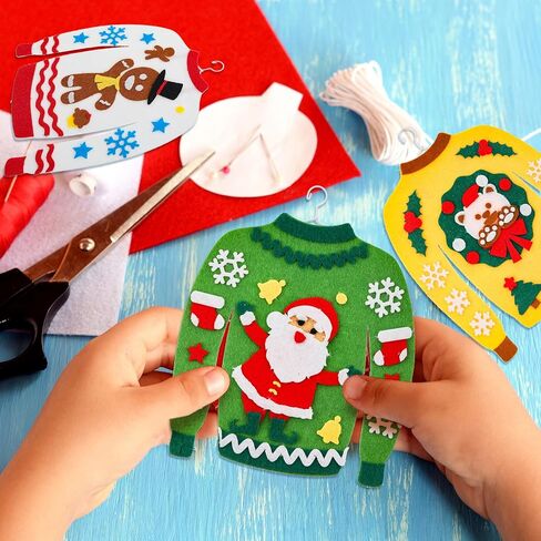Jetec 16 Set Ugly Sweaters Kit DIY Christmas Sweater Ornament Craft Kit Sewing Christmas Crafts Ugly Sweater Felt Kit Ugly Sweater Tree Ornament for Adults Christmas Party Handcraft, 8 Styles in Saudi Arabia