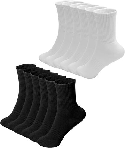 Women's Crew Socks Cotton Athletic Casual Socks Mini Lightweight Calf Socks for Women 6 Pairs in Saudi Arabia