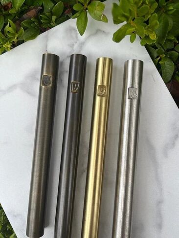 A&S Brass Mezuzah Case With Scroll For Door Weatherproof Metal Mezuza Cover Home Blessing and Protection Housewarming Gift (Nickel/Knurling, 6 Inches) in Saudi Arabia