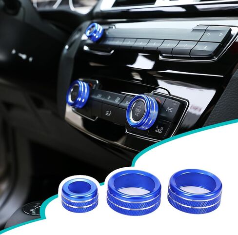 Car Central Control Air Conditioning Knob Ring Compatible with BMW 1 2 3 4 Series F30 F34 F46 3GT X1 F47 F48 U11 Aluminum Air Conditioning Volume knob Trim Protection Accessories (Black) in Saudi Arabia