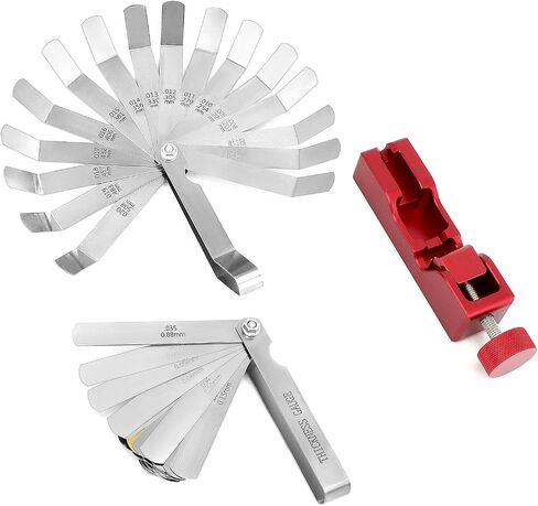 QWORK Universal Spark Plug Gap Tool Set with Precision Adjustment, Compatible with 10mm, 12mm, 14mm, 16mm Spark Plugs, Includes 2 Set of Feeler Gauges for Accurate Gap Measurement in Saudi Arabia