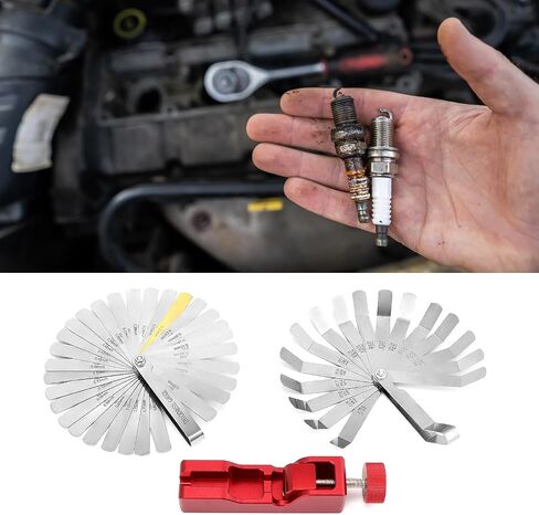 QWORK Universal Spark Plug Gap Tool Set with Precision Adjustment, Compatible with 10mm, 12mm, 14mm, 16mm Spark Plugs, Includes 2 Set of Feeler Gauges for Accurate Gap Measurement in Saudi Arabia