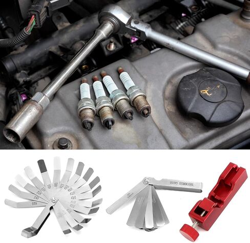 QWORK Universal Spark Plug Gap Tool Set with Precision Adjustment, Compatible with 10mm, 12mm, 14mm, 16mm Spark Plugs, Includes 2 Set of Feeler Gauges for Accurate Gap Measurement in Saudi Arabia