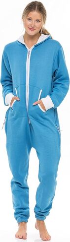 SKYLINEWEARS Women's Fleece Non-Footed One Piece Onesie Adult Hooded Pajamas Ladies Jumpsuit in Saudi Arabia