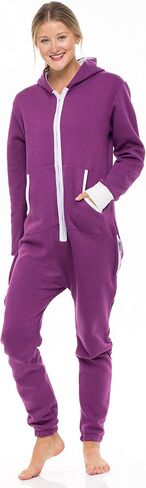 SKYLINEWEARS Women's Fleece Non-Footed One Piece Onesie Adult Hooded Pajamas Ladies Jumpsuit in Saudi Arabia