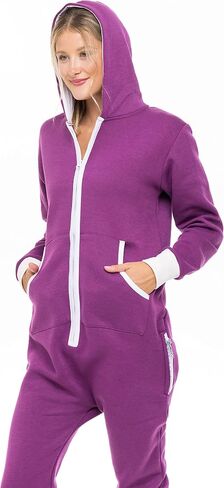 SKYLINEWEARS Women's Fleece Non-Footed One Piece Onesie Adult Hooded Pajamas Ladies Jumpsuit in Saudi Arabia