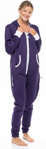 SKYLINEWEARS Women's Fleece Non-Footed One Piece Onesie Adult Hooded Pajamas Ladies Jumpsuit in Saudi Arabia