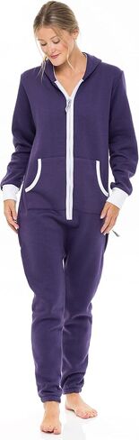 SKYLINEWEARS Women's Fleece Non-Footed One Piece Onesie Adult Hooded Pajamas Ladies Jumpsuit in Saudi Arabia