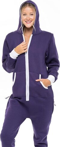 SKYLINEWEARS Women's Fleece Non-Footed One Piece Onesie Adult Hooded Pajamas Ladies Jumpsuit in Saudi Arabia