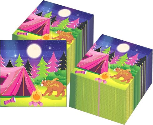 40 Pcs Pink Camping Party Napkins Pink Camping Party Supplies Girl Camping Disposable Paper Napkins Pink Camping Guest Paper Napkins for Girl Camping Birthday Decorations Camping Adventure Party Decor in Saudi Arabia