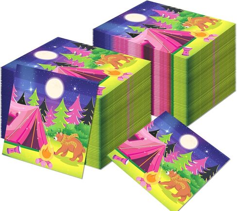 40 Pcs Pink Camping Party Napkins Pink Camping Party Supplies Girl Camping Disposable Paper Napkins Pink Camping Guest Paper Napkins for Girl Camping Birthday Decorations Camping Adventure Party Decor in Saudi Arabia