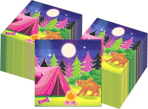 40 Pcs Pink Camping Party Napkins Pink Camping Party Supplies Girl Camping Disposable Paper Napkins Pink Camping Guest Paper Napkins for Girl Camping Birthday Decorations Camping Adventure Party Decor in Saudi Arabia
