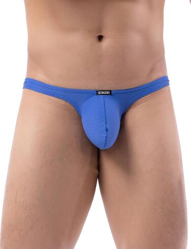 IKINGSKY Men's Big Pouch Thong Underwear Smooth Low Rise Bulge T-back Panties in Kuwait