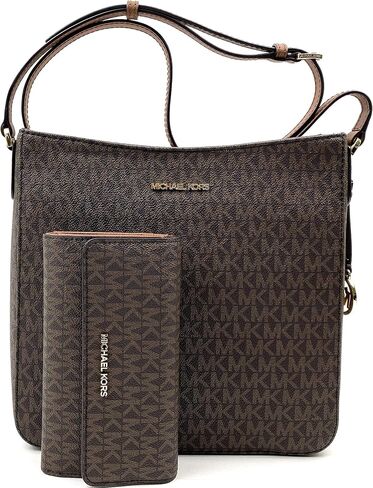 Michael Kors Jet Set Travel Large Messenger Bag Bundled With Trifold Wallet (Brown) in Saudi Arabia