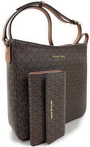 Michael Kors Jet Set Travel Large Messenger Bag Bundled With Trifold Wallet (Brown) in Saudi Arabia