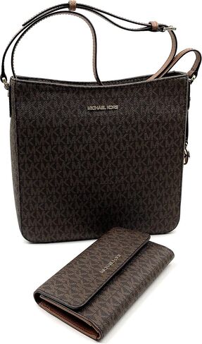 Michael Kors Jet Set Travel Large Messenger Bag Bundled With Trifold Wallet (Brown) in Saudi Arabia