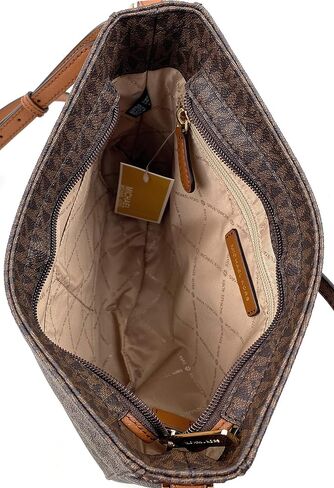 Michael Kors Jet Set Travel Large Messenger Bag Bundled With Trifold Wallet (Brown) in Saudi Arabia