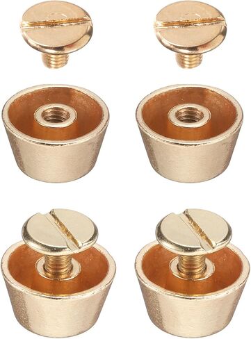 HARFINGTON 4 Set Rivets Stud Handbag Purse Feet 1/2" Flat Head Studs Screw Back Spikes Alloy Rivets Buckle Leathercraft for Leather Bag Totes Clothing DIY, Gold Tone in Saudi Arabia
