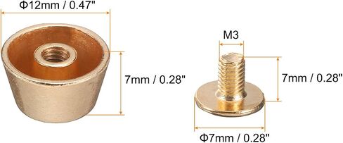 HARFINGTON 4 Set Rivets Stud Handbag Purse Feet 1/2" Flat Head Studs Screw Back Spikes Alloy Rivets Buckle Leathercraft for Leather Bag Totes Clothing DIY, Gold Tone in Saudi Arabia