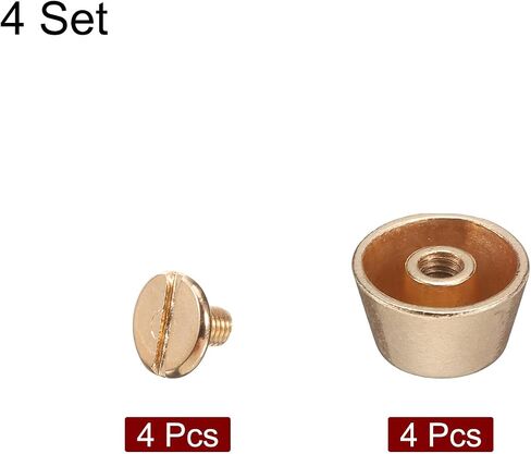 HARFINGTON 4 Set Rivets Stud Handbag Purse Feet 1/2" Flat Head Studs Screw Back Spikes Alloy Rivets Buckle Leathercraft for Leather Bag Totes Clothing DIY, Gold Tone in Saudi Arabia