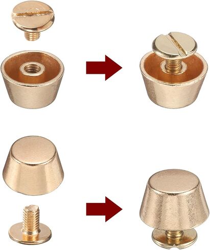 HARFINGTON 4 Set Rivets Stud Handbag Purse Feet 1/2" Flat Head Studs Screw Back Spikes Alloy Rivets Buckle Leathercraft for Leather Bag Totes Clothing DIY, Gold Tone in Saudi Arabia