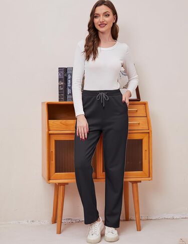Gihuo Sweatpants Women Fleece Lined Pants Casual Sweatpants Winter Warm Lounge Athletic Joggers Pants with Pockets in Kuwait