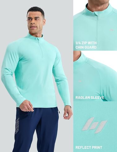 MIER Dry Fit Quarter Zip Pullover for Men, Long Sleeve 1/4 Zip Lightweight Golf Athletic Fishing Shirts (Sun Protection) in Saudi Arabia