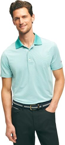 Brooks Brothers Men's Performance Stretch Short Sleeve Mini Stripe Golf Polo Shirt in Saudi Arabia
